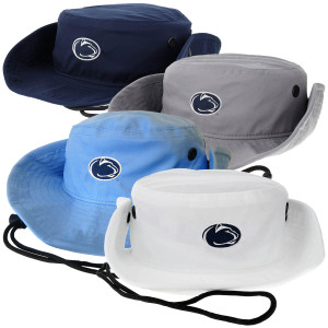 navy, gray, light blue, and white cool fit boonie hats with Penn State Athletic Logos